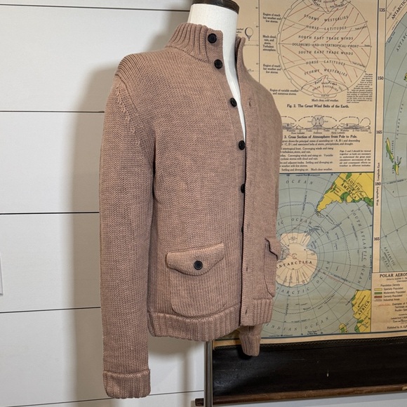 Men’s Billy Reid 100% Merino Wool Brown Button-Up Cardigan, L. - Picture 1 of 2